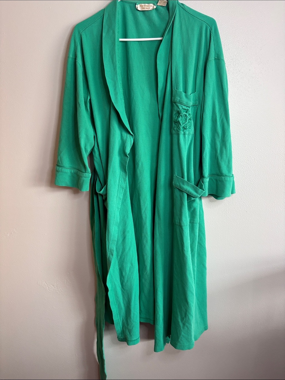 Victoria's Secret Emerald Green Open-Front Duster with Tie Belt